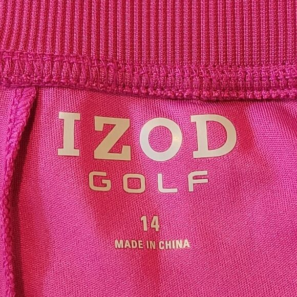 Izod Fusha With White Trim Drawstring Curved Hemline Golf Skort Size 14 - Picture 4 of 5